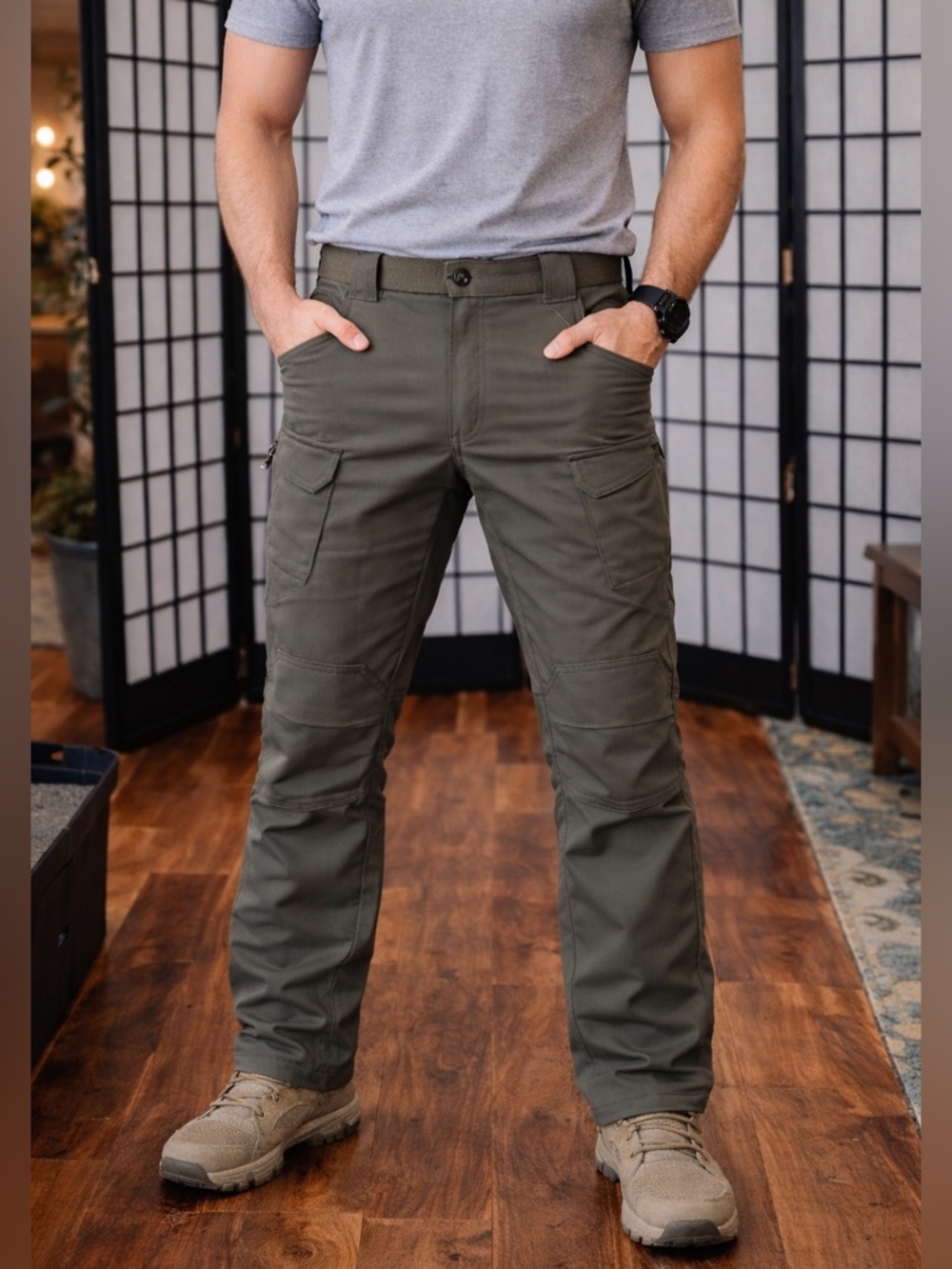 NWT Men’s Tactical Cargo Pants Olive Gray Hiking Utility Work Pants Size S
